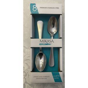 MIKASA‎ Living Juliette Satin Premium Stainless Flatware 8 Teaspoons New